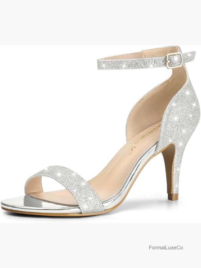 Stiletto Heel Glitter Sandals Ankle Strap Open Toe Party Shoes
